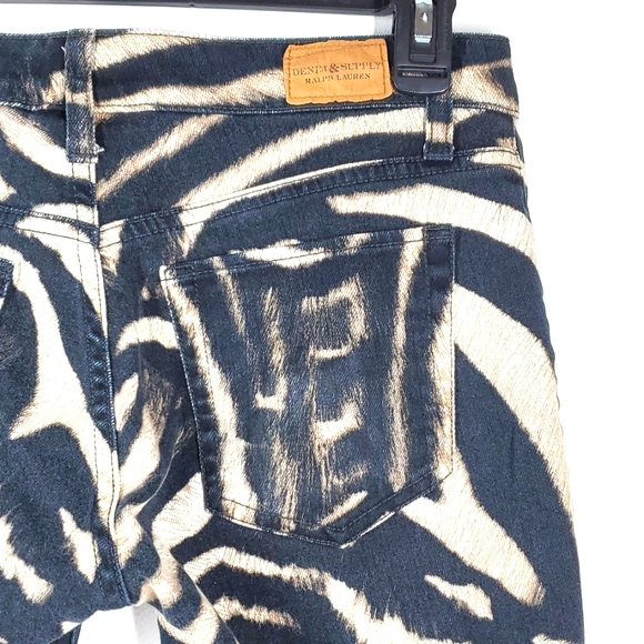 Denim and Supply Ralph Lauren Black Creme Zebra Skinny Jeans 27 NWOT - Picture 9 of 16